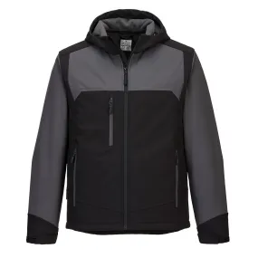 Portwest KX362 Breathable Windproof & Water Resistant Hooded Softshell Jacket Black / Grey Large