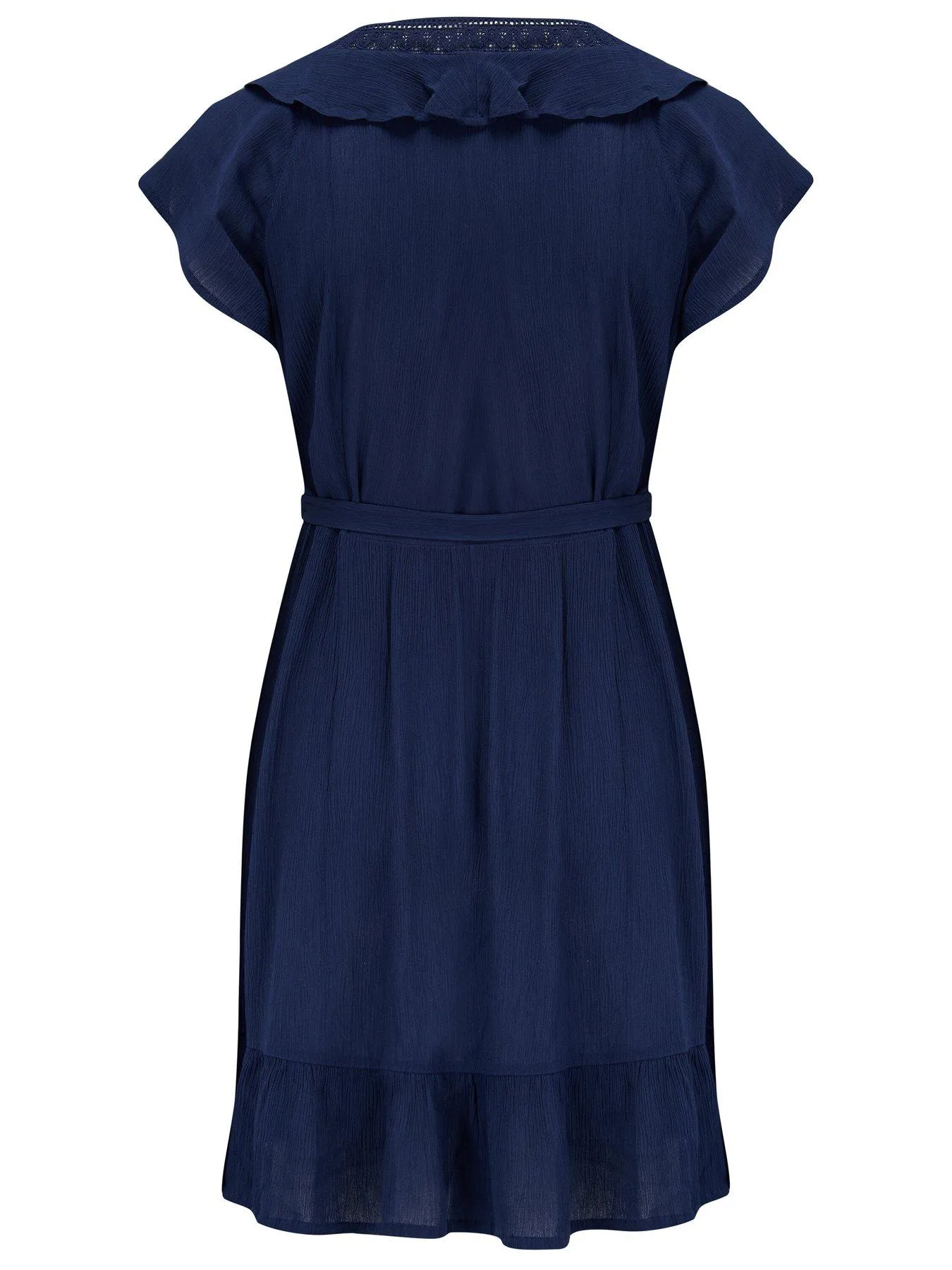 Pour Moi Crinkle Frill Wrap Beach Dress withLENZING™ ECOVERO™ Viscose fibres - Dark Blue