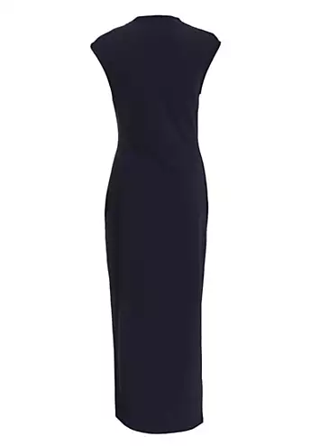 Quiz Navy Blue Scuba Crepe Midaxi Dress with Wrap Button Detail | Grattan