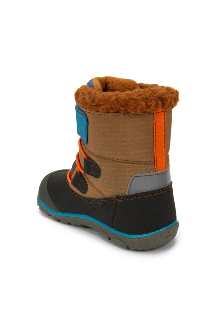 See Kai Run Boys Gilman Waterproof/Insulated Boot in Brown Blue Mix