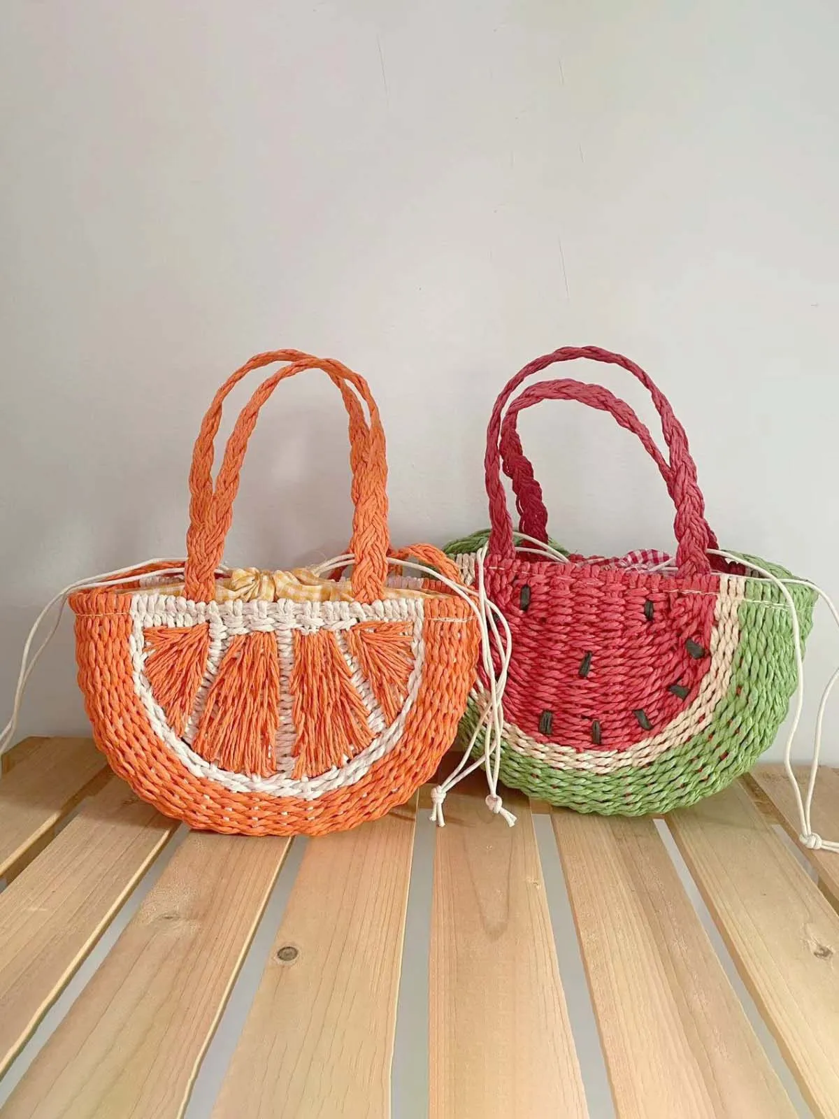 Sweet and Summery Woven Fruit Straw Tote