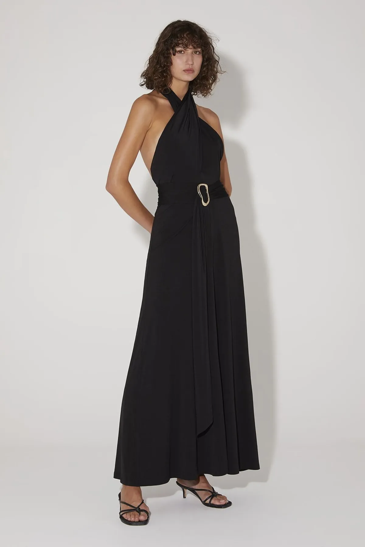 Tempest Halter Wrap Dress - Black