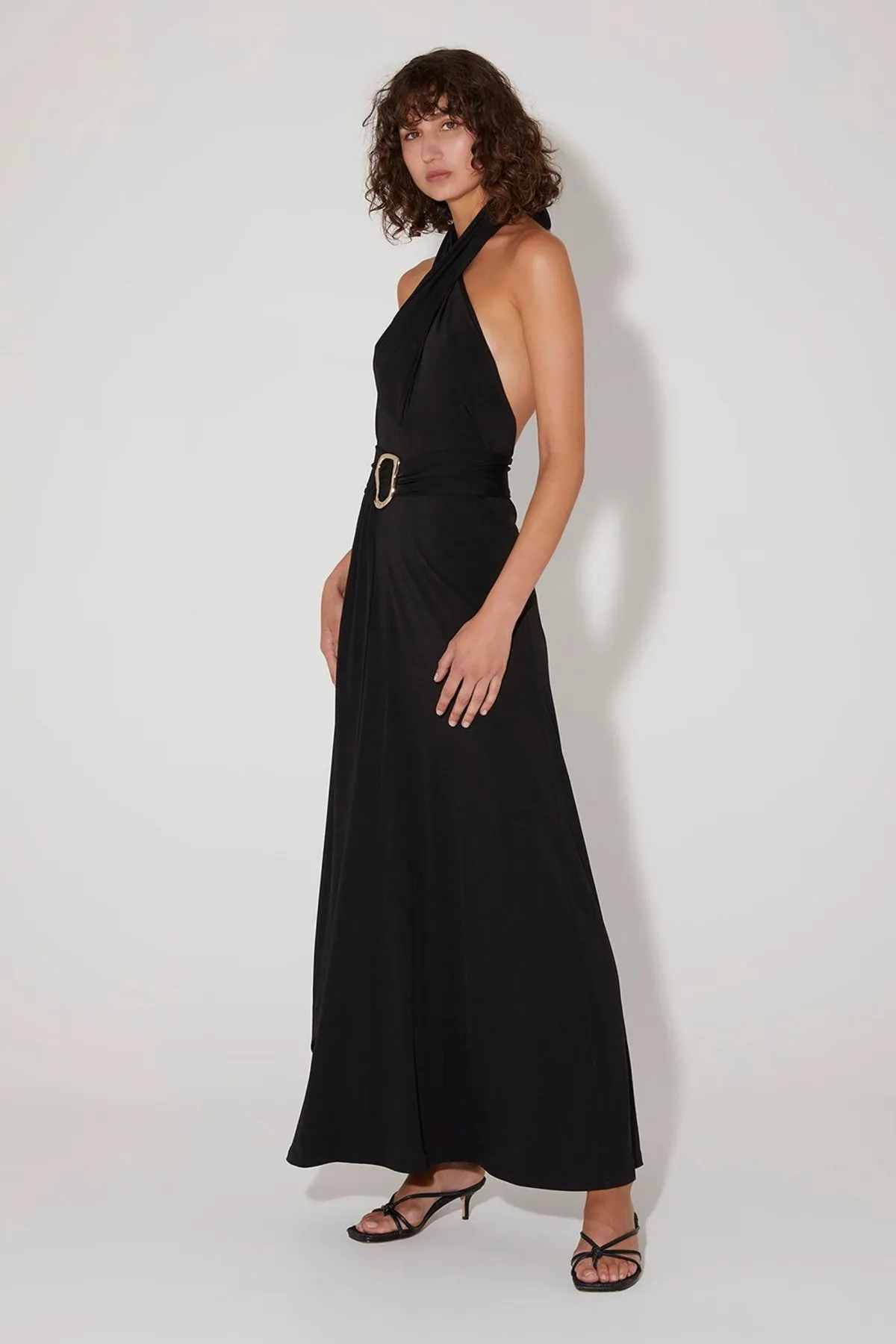 Tempest Halter Wrap Dress - Black