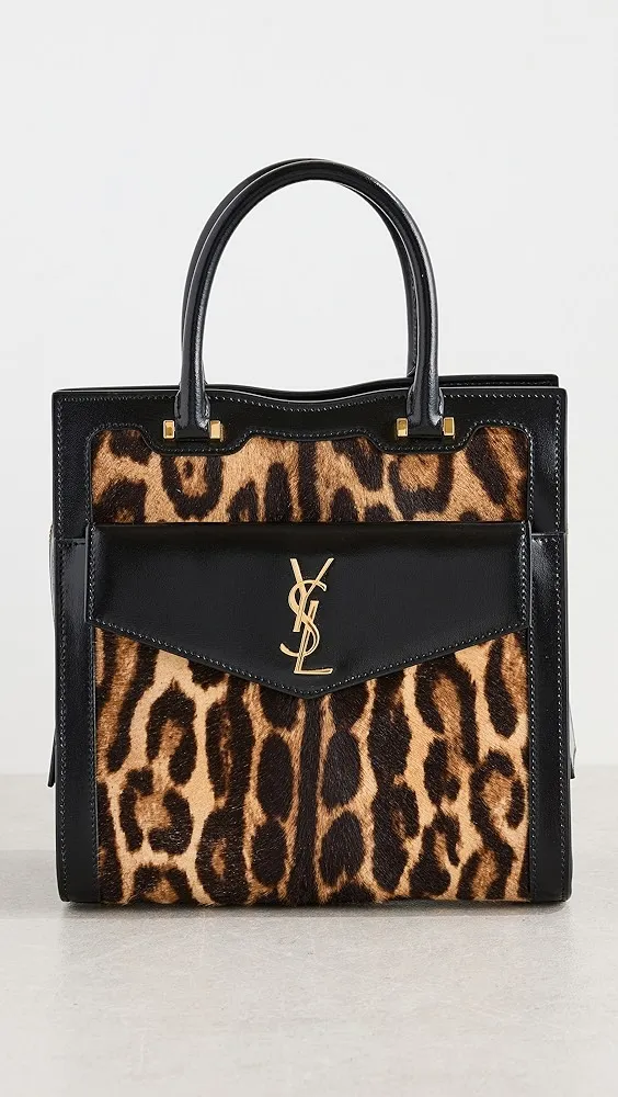 What Goes Around Comes Around   YSL Black Pony Hair Leopard Uptown Small Tote 